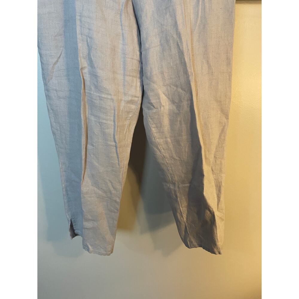 FLAX Pocketed Ankle Pant Natural Gray SZ SMALL 100% Linen Tapered Pull On Pants - Picture 8 of 9